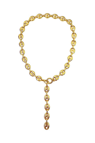 Gold Button Lariat Necklace