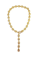Gold Button Lariat Necklace
