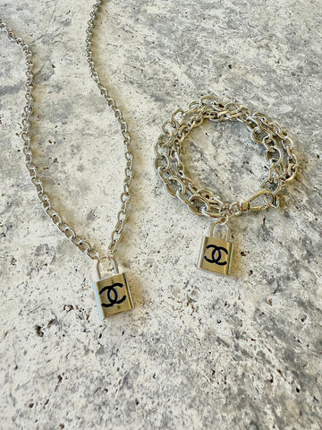 CC Black & Silver Lock Necklace