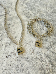 CC Black & Silver Lock Necklace