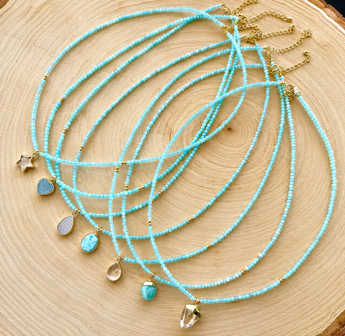 Amazonite Gemstone Charm Necklace