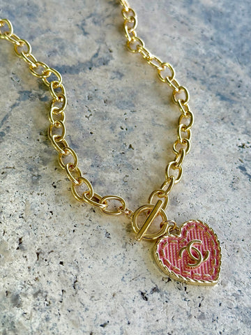 CC Pink Weave Heart Necklace