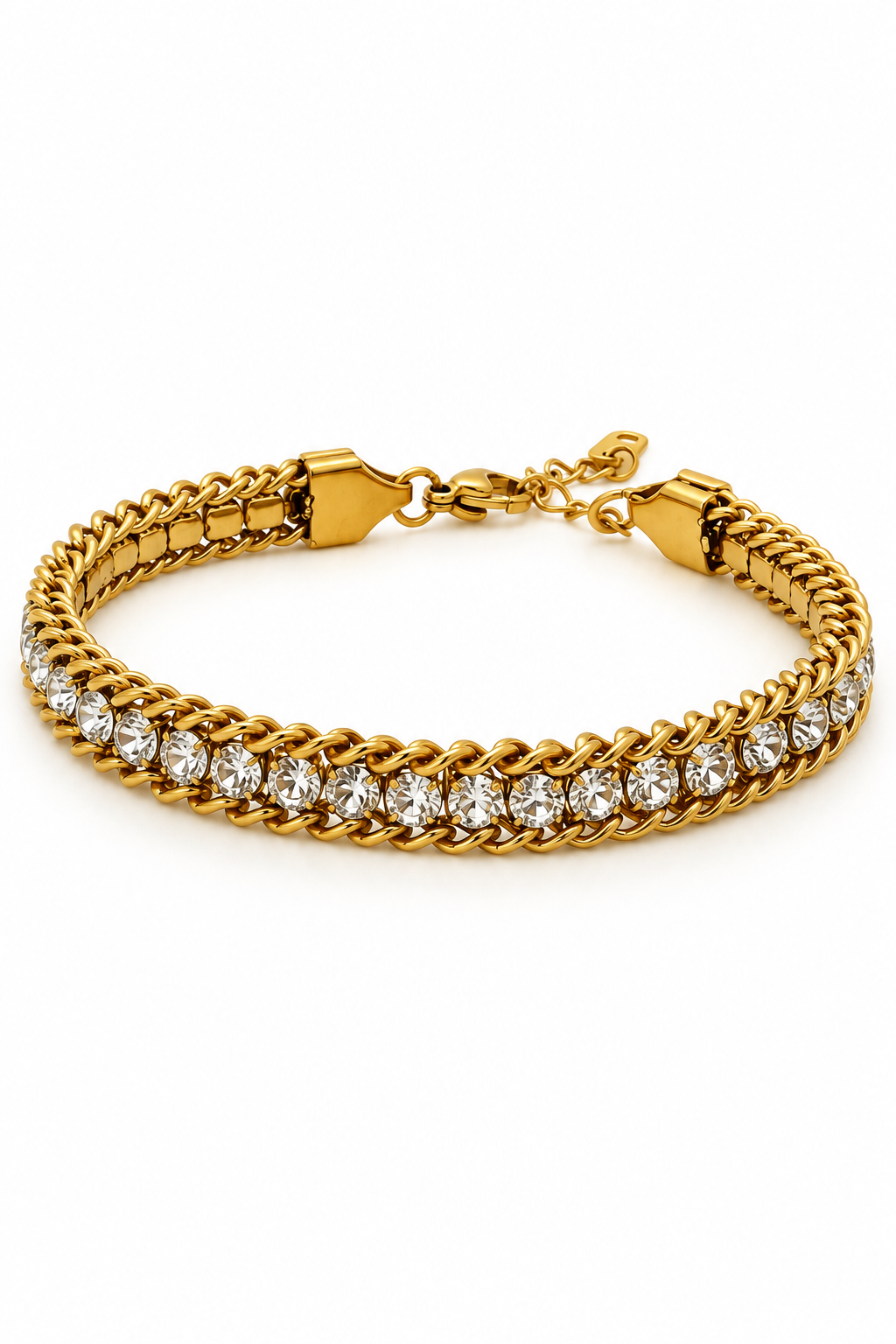 Rhinestone Tennis Chain Bracelet