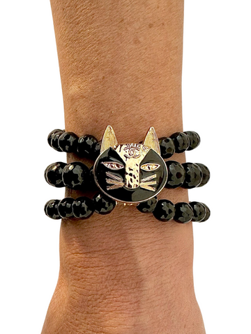 CC Large Kitty Kat Black Button bracelet