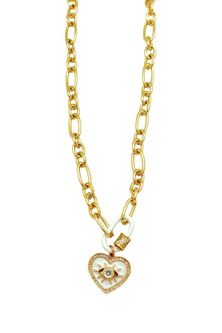 White Eyed Heart Necklace