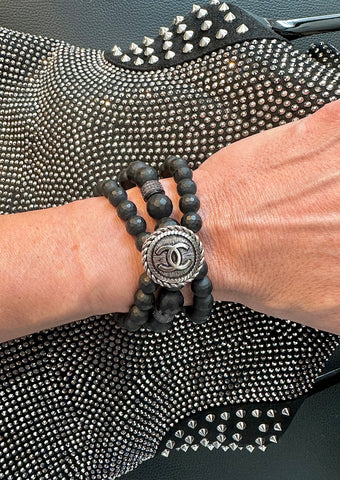 Classic CC Black & Silver Button bracelet