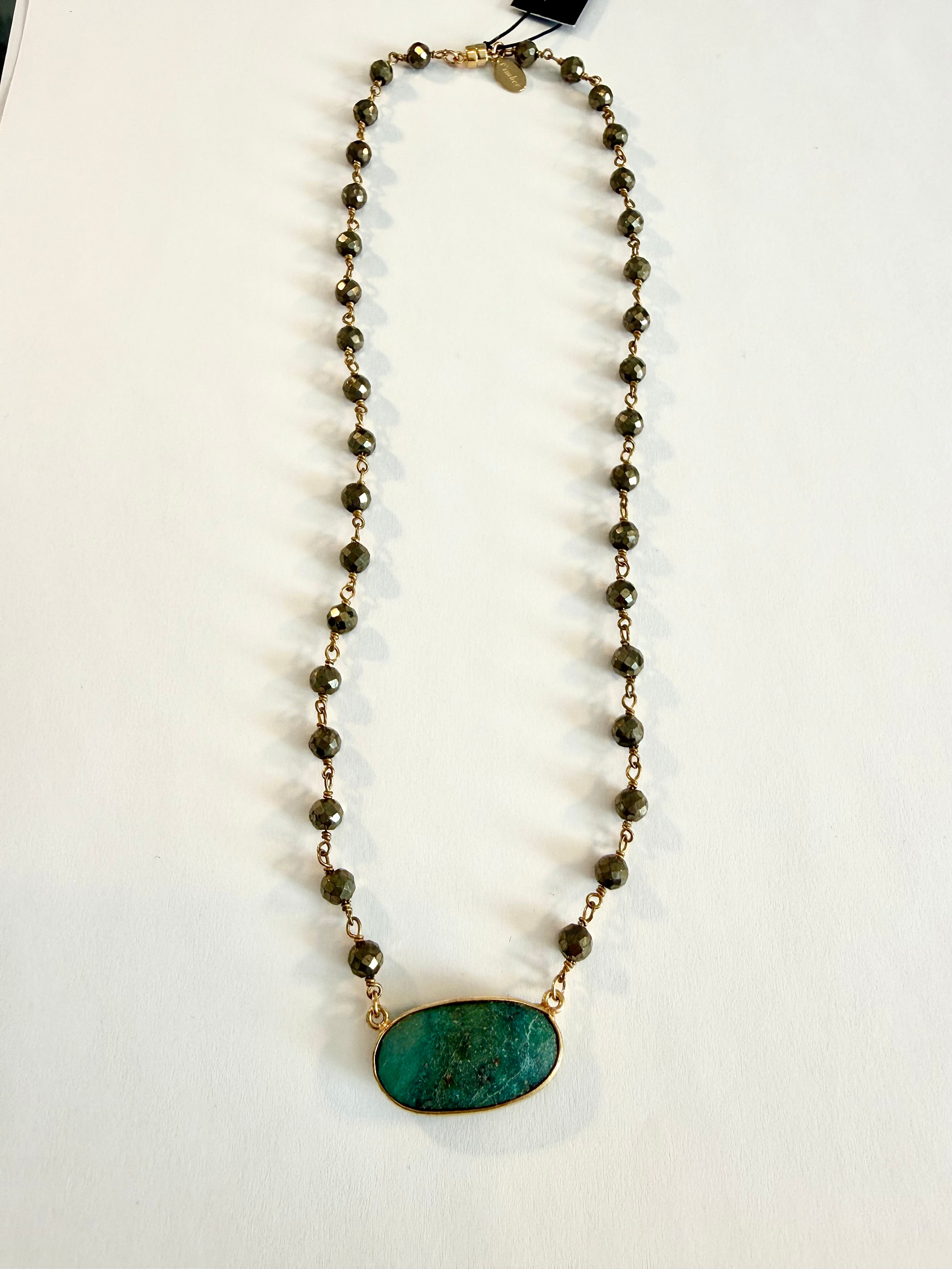 Turq pendant & Pyrite Necklace