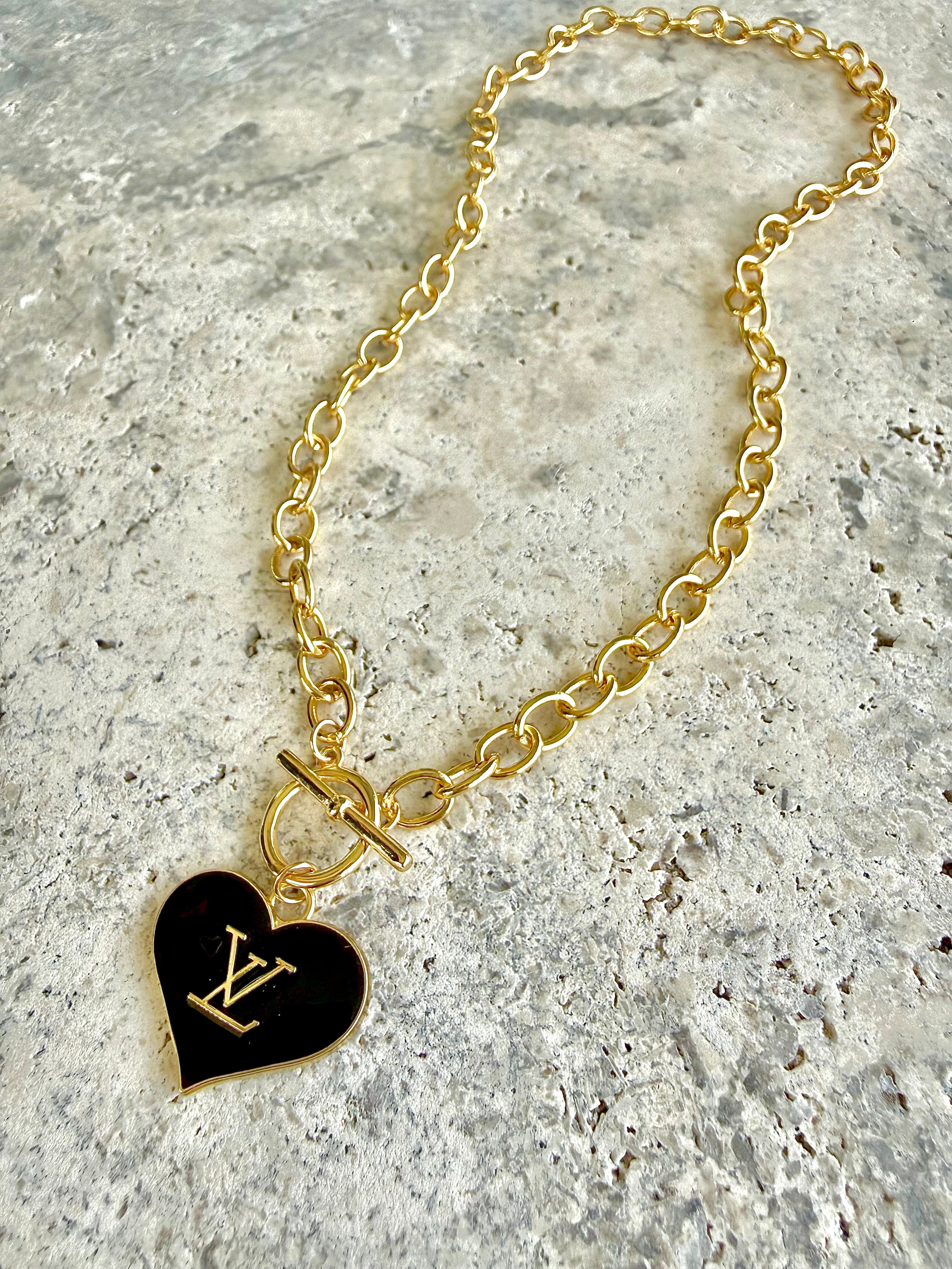 LV Black Heart Necklace