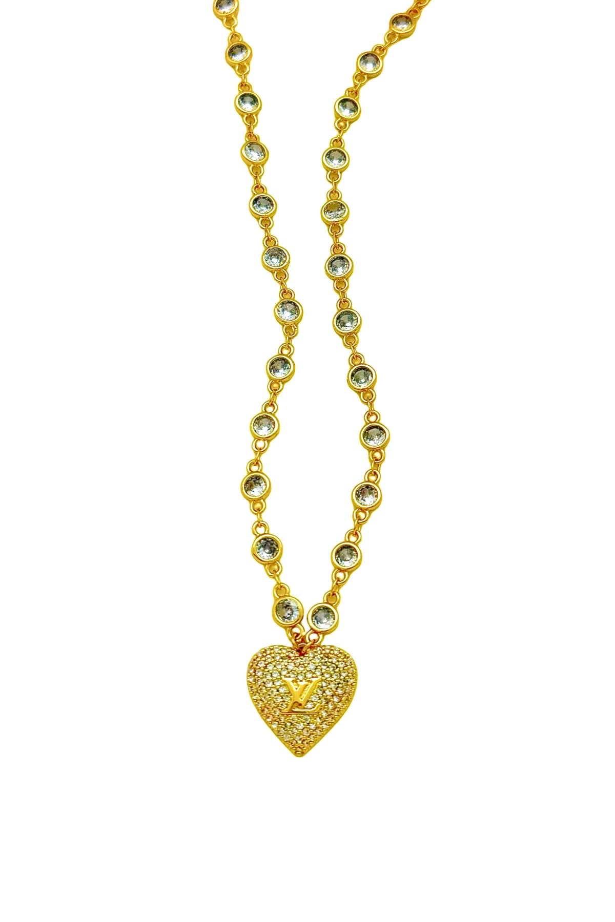 LV CZ Heart Necklace