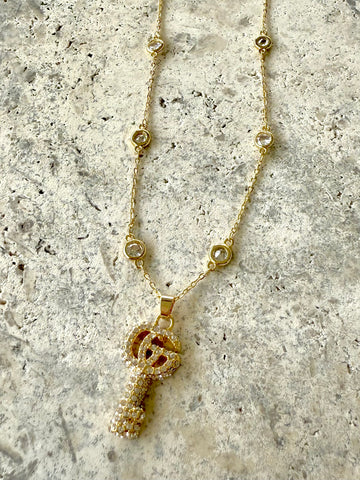 GG CZ Key Necklace