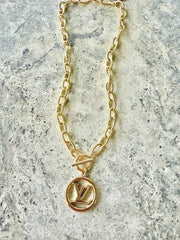 LV Gold Circle Necklace