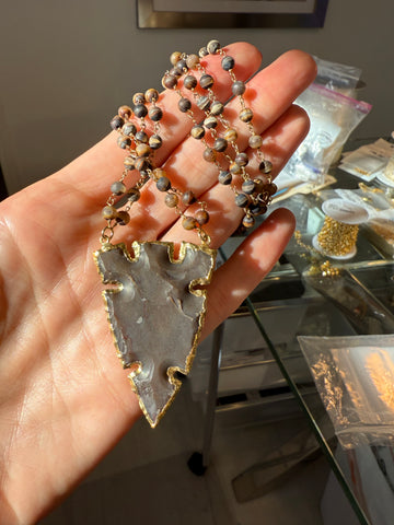 Brown Agate Arrow Necklace