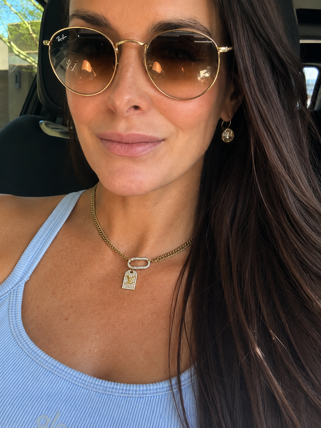 Gold Tag & Toggle Bling Necklace
