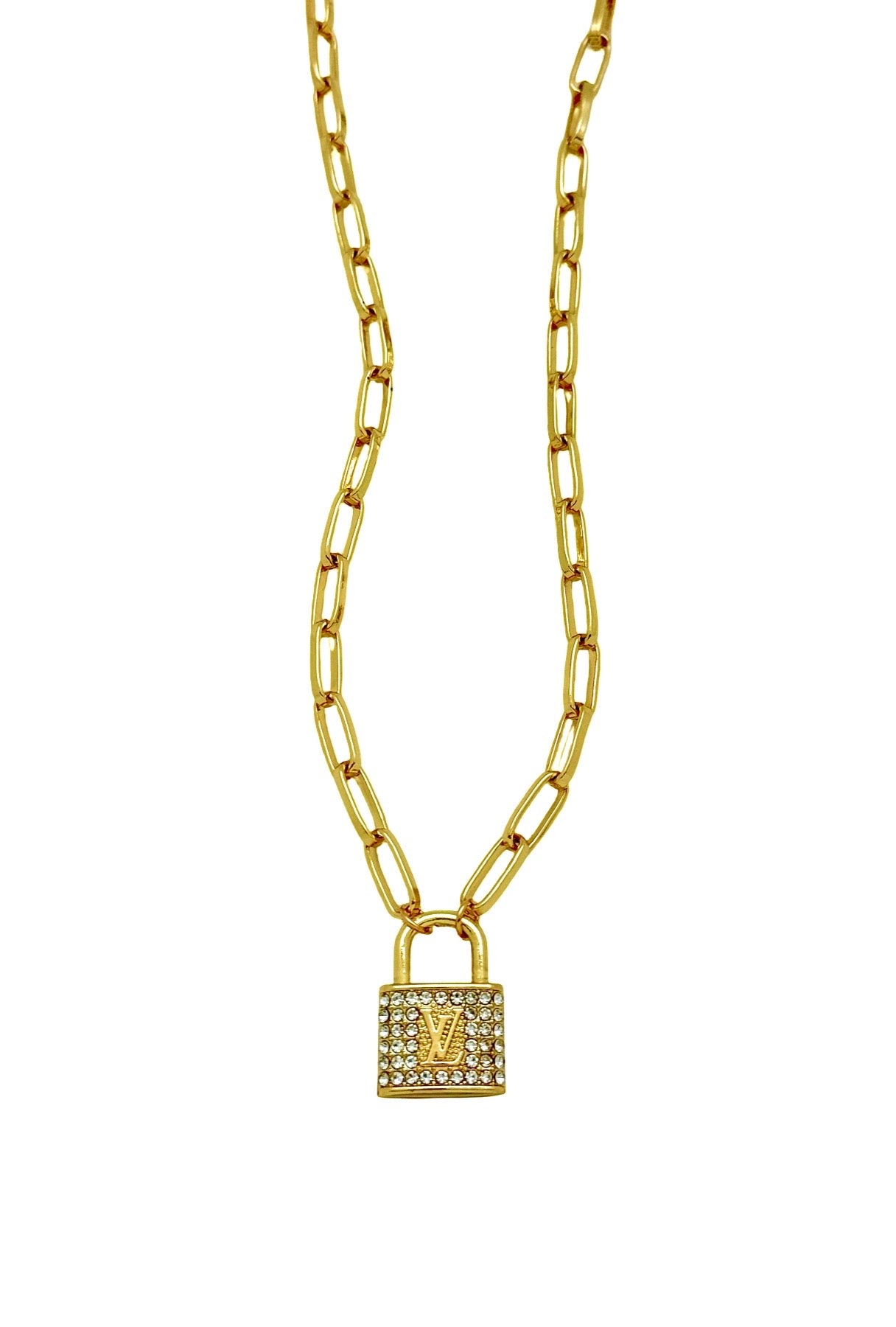 LV CZ Lock Necklace