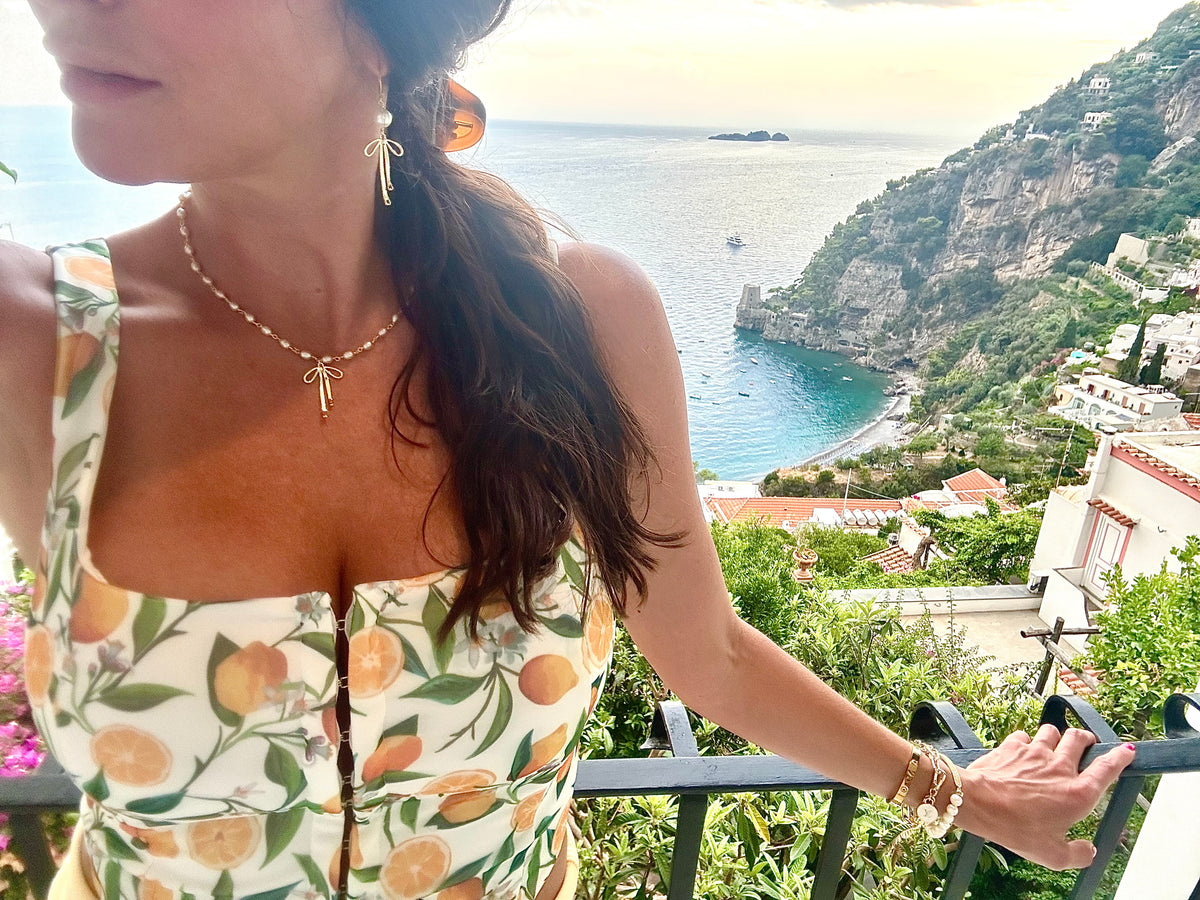 Pearl Tied Bow Necklace