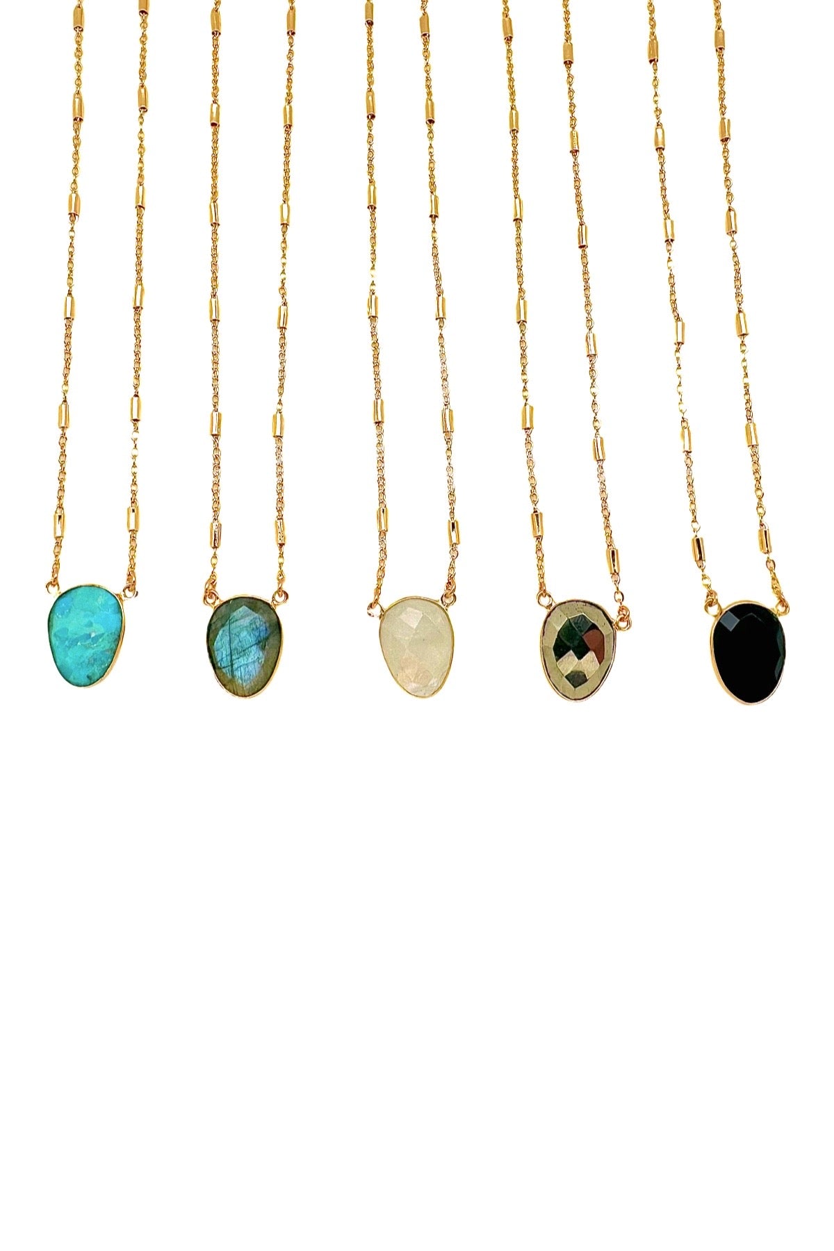 Elliptic Gemstone Necklace +5 stones