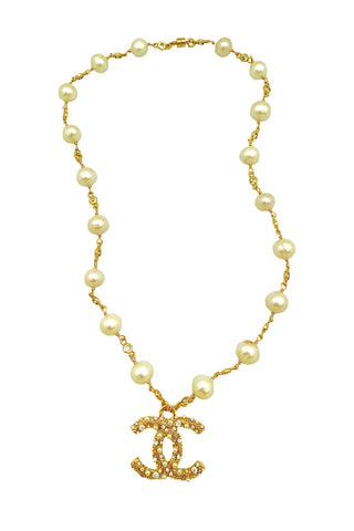 CC Large Pearl & CZ Pendant Necklace
