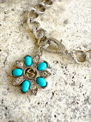 GG  Silver & Turquoise CZ Necklace