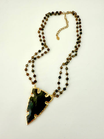 Brown Agate Arrow Necklace