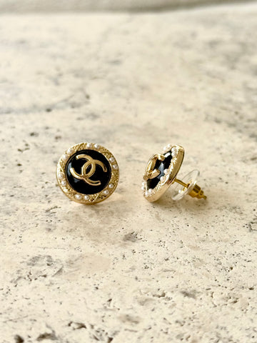 CC Black Pearl Earrings