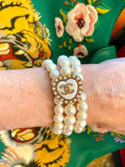 CC Pearl Heart Button bracelet