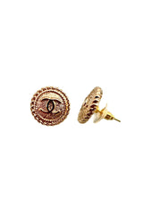 CC Gold Coin Button Earrings