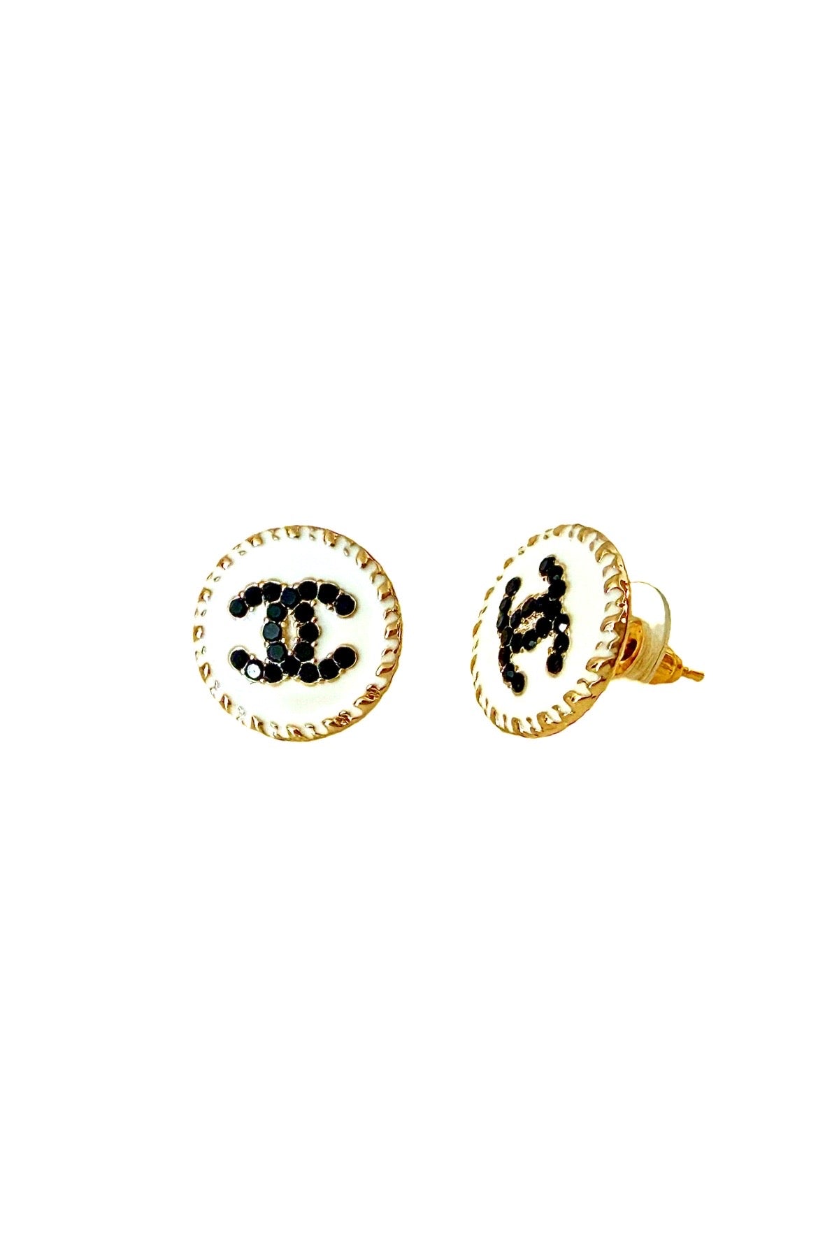 CC White & Blk CZ Earrings