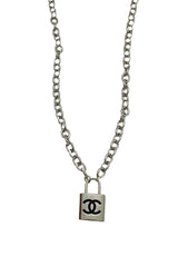 CC Black & Silver Lock Necklace