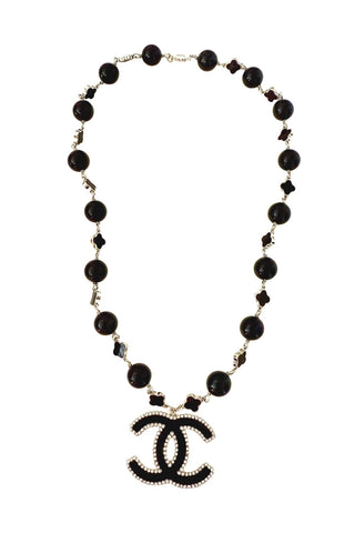 CC Black & Silver CZ Clover Necklace