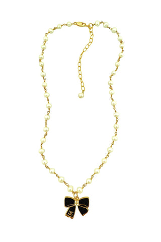 CC Pearl Bow Necklace