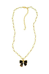 CC Pearl Bow Necklace