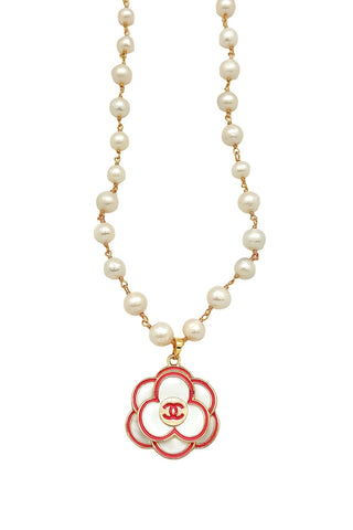 CC Pink & Pearl Flower Necklace