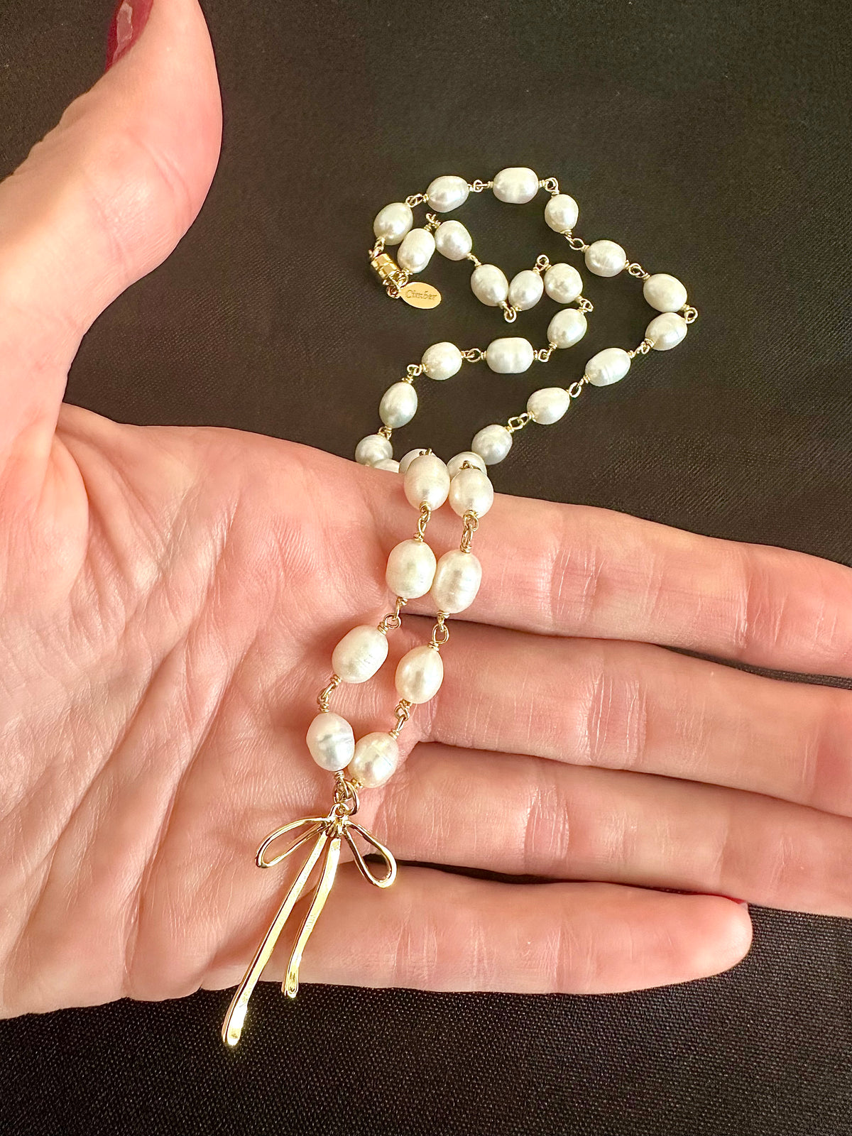Pearl Tied Bow Necklace