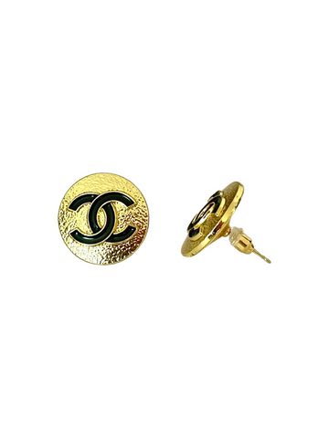 CC Black & Gold Button Earrings