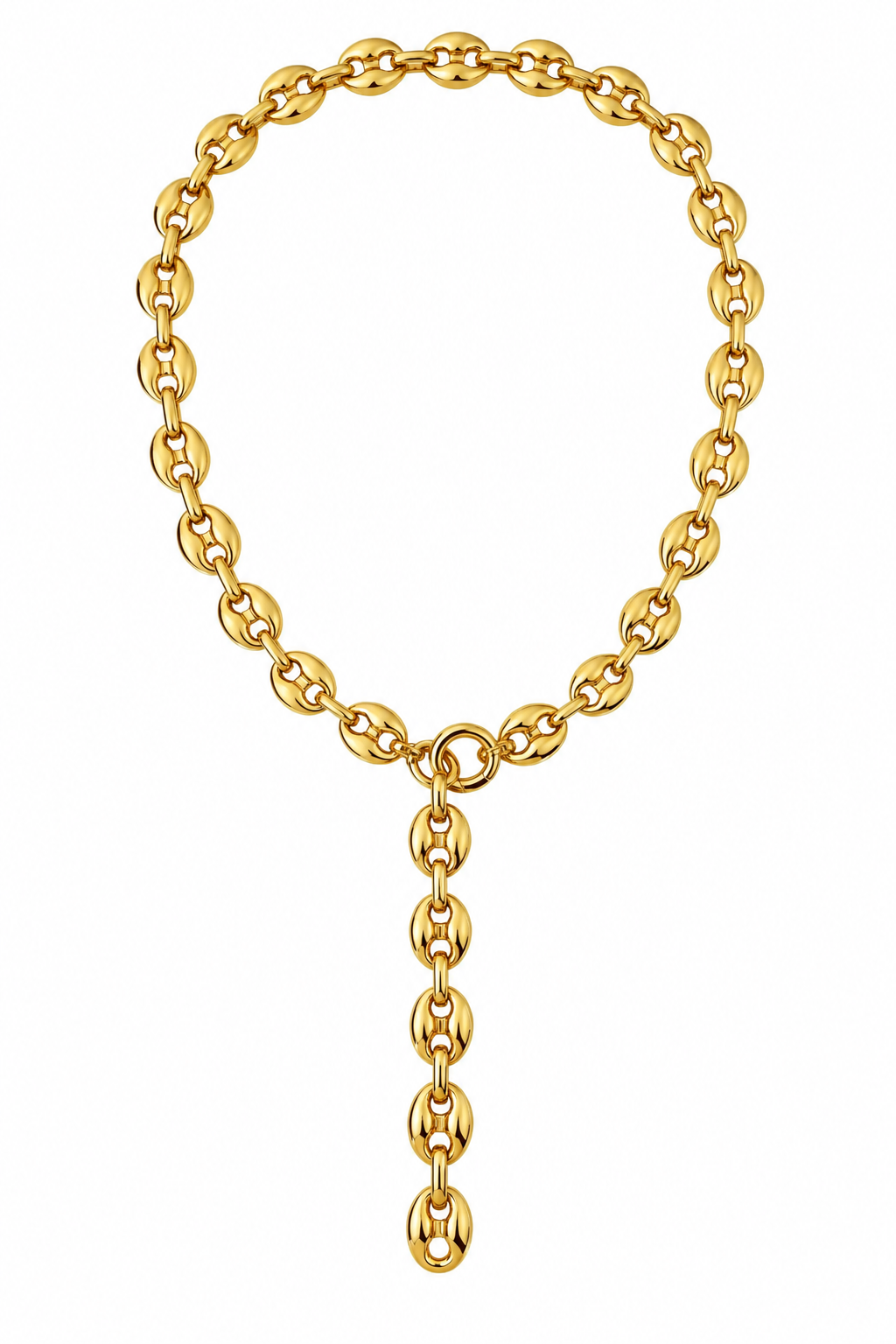 Gold Button Lariat Necklace