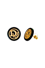 DR Black & Gold Button Earrings