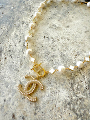 CC Pearl Clover & CZ Toggle Necklace