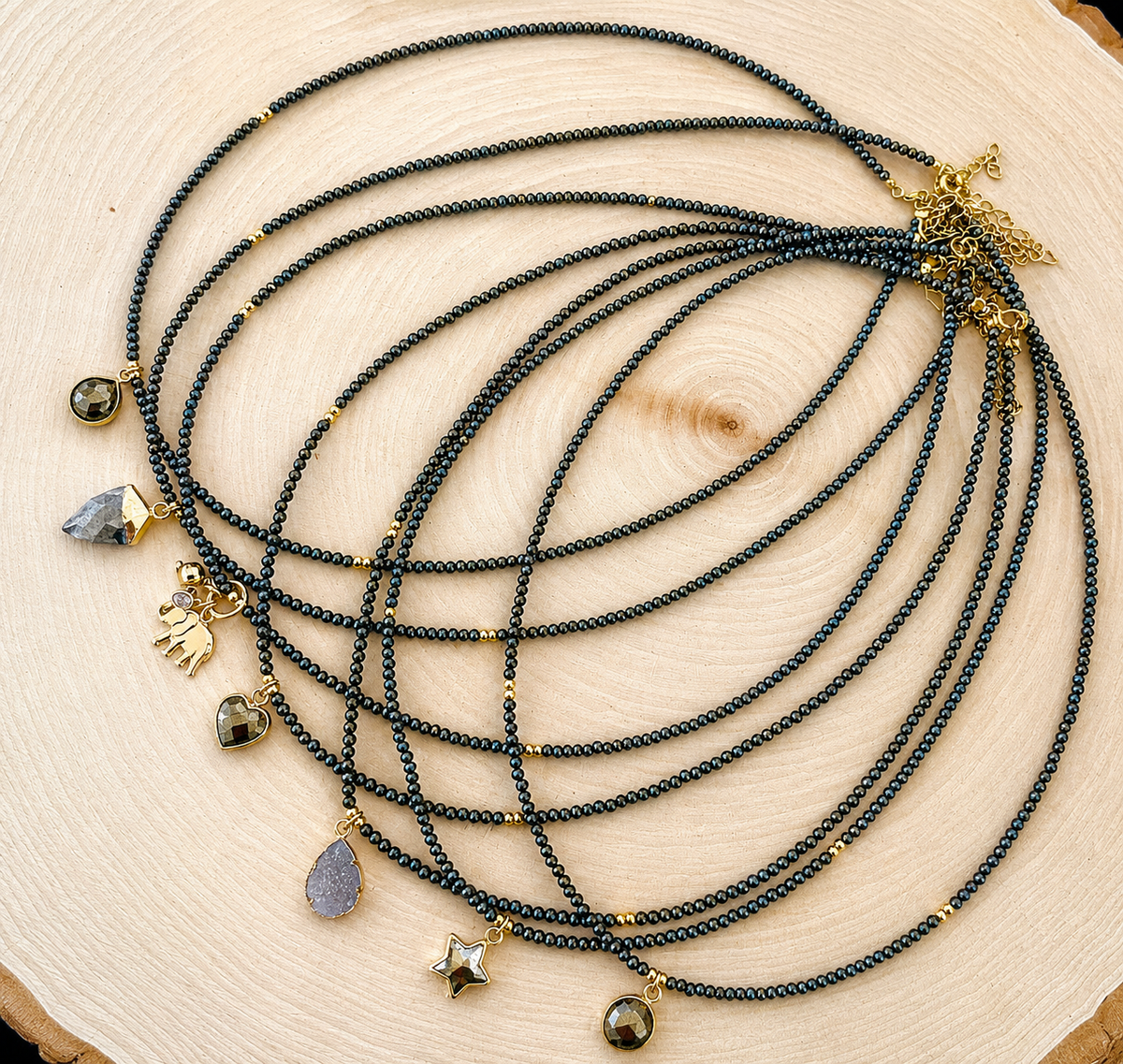Pyrite Gemstone Charm Necklace