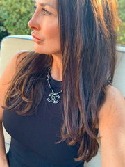 CC Black & Silver CZ Clover Necklace