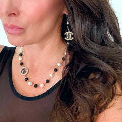 CC Cutout Blk/White Onyx Dangle Earrings
