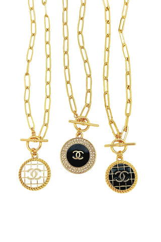CC Link Black Charm Necklace