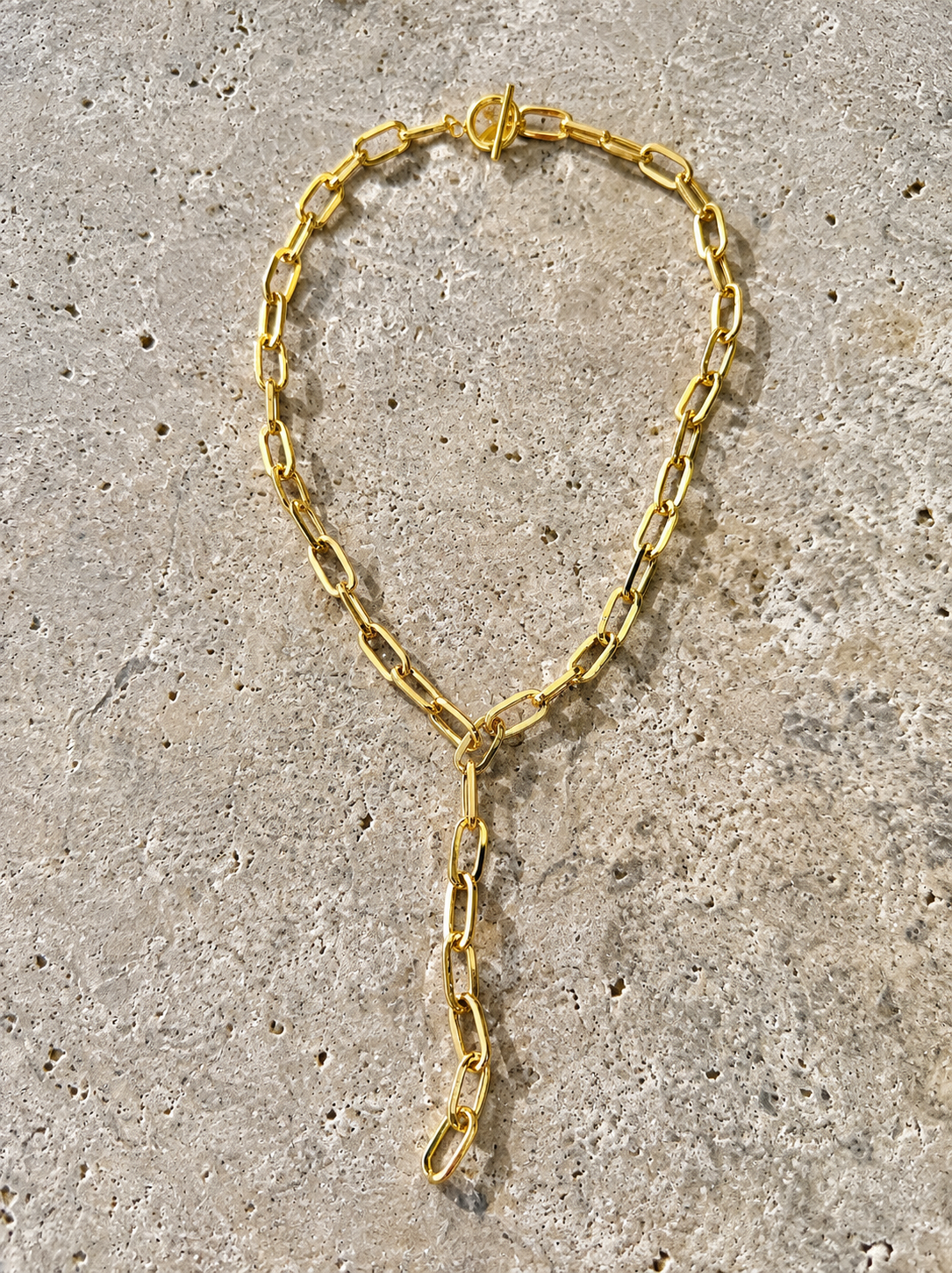 Gold Link Lariat Necklace