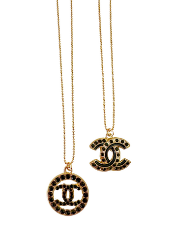 CC Black Bling Charm Necklace