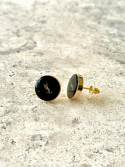 YSL Black Button Earrings