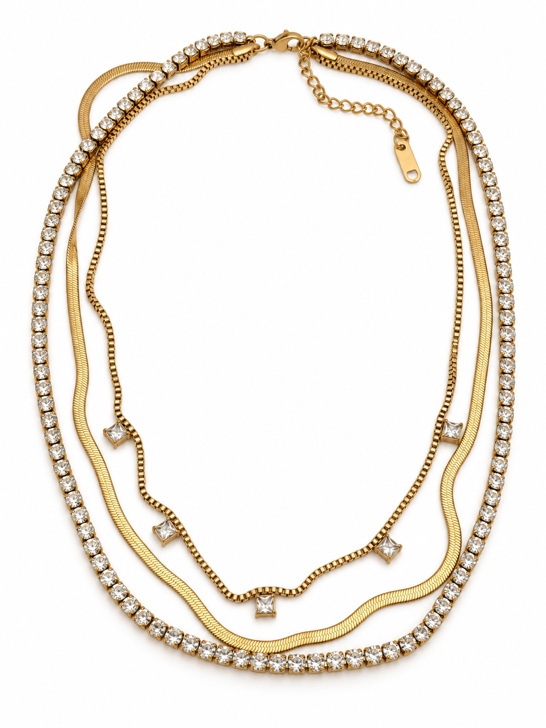 3 Layer Rhinestone Necklace