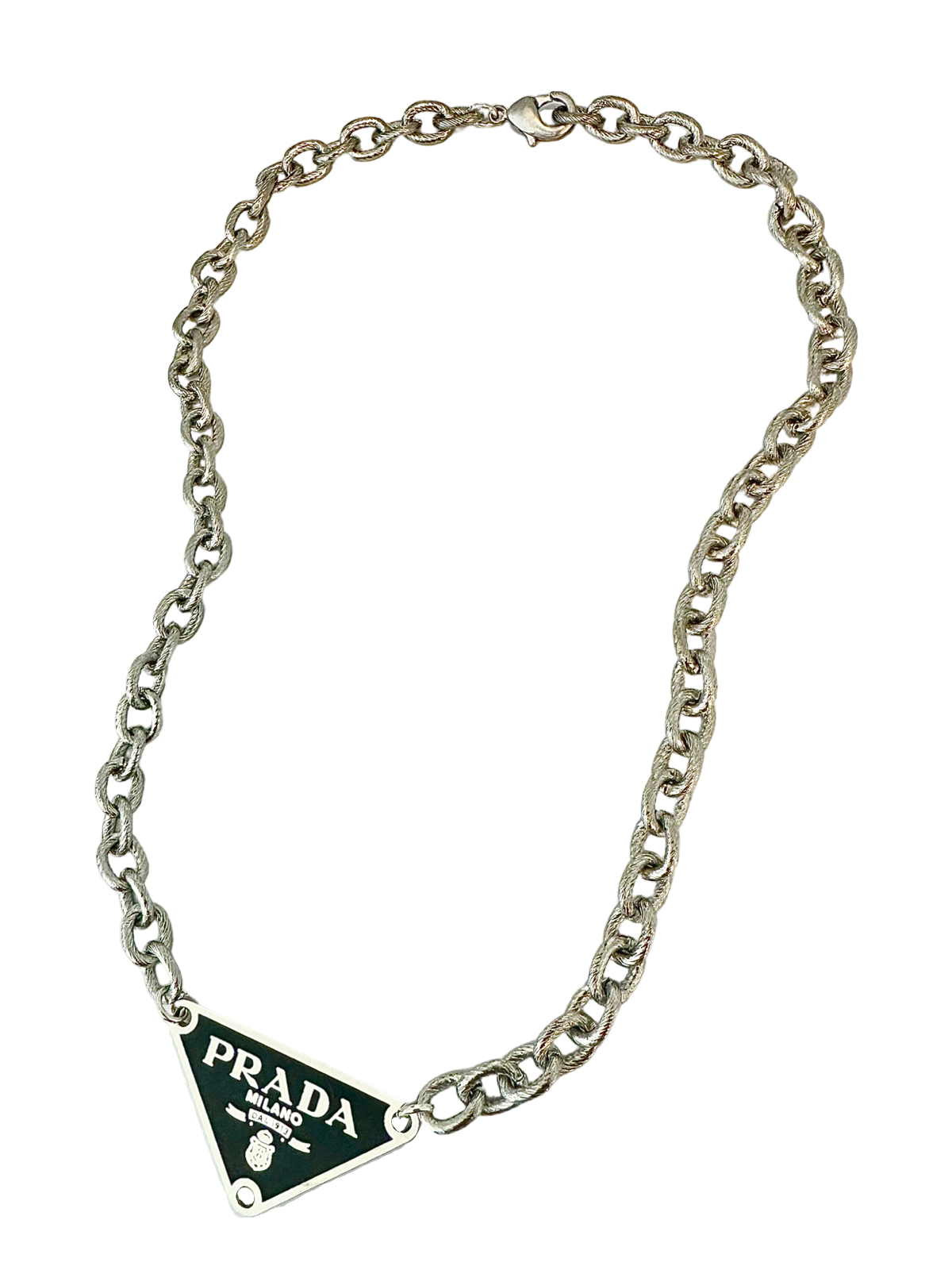 P-RAD Black on Silver Tag Necklace