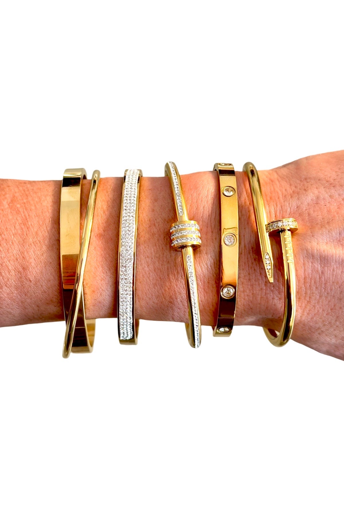 10 Crystal Gold Love Eternity Bracelet