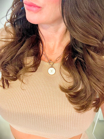 LV White Coin Link Necklace