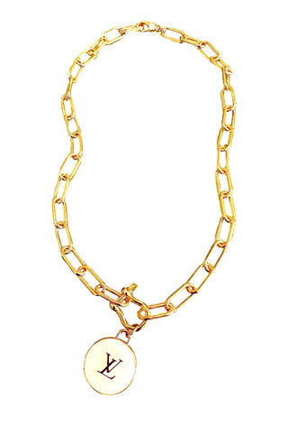 LV White Coin Link Necklace