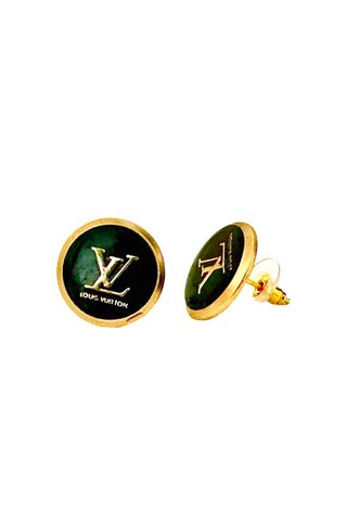 LV Classy Black Button Earrings